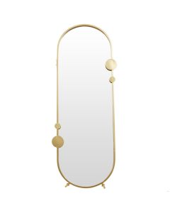 Farran Pill Shape Floor Mirror In Champagne Gold