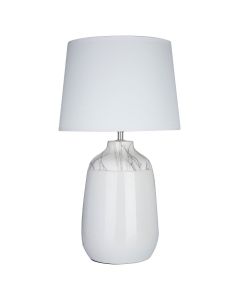 Wenita White Fabric Shade Table Lamp With White Ceramic Base