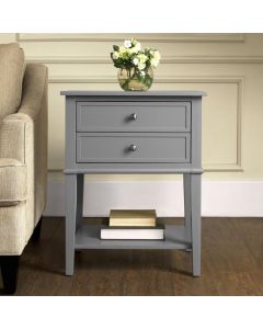 Franklyn Wooden Side Table With 2 Drawers In Grey