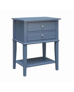 Franklyn Wooden Side Table With 2 Drawers In Stone Blue