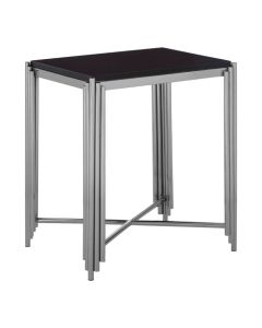 Cairbre Square Granite Top Side Table With Silver Stainless Steel Frame