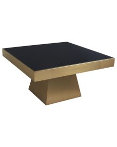 Carlox Square Glass Coffee Table In Black With Gold Stainless Steel Base