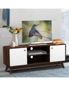 Cassie Wooden TV Stand With 2 Doors In Walnut And White