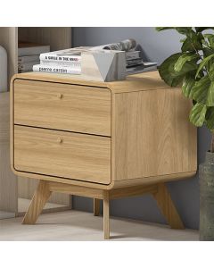 Cassie Wooden Bedside Cabinet With 2 Drawers In Oak