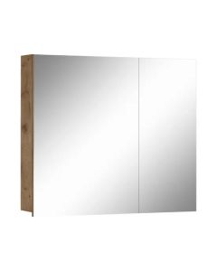 Wisla Wooden Bathroom Mirrored Cabinet With 2 Doors In Viking Oak