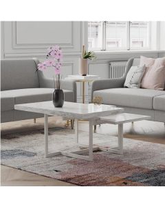 Brielle Wooden Coffee Table In White Faux Marble Effect