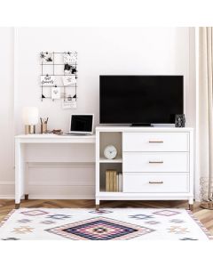 Westerleigh 3 In 1 Wooden TV Stand With 3 Drawers In White