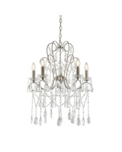 Berkley 5 Lights Clear Crystal Glass Ceiling Pendant Light In Aged Silver