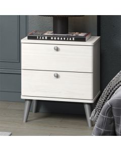 Augusta Curve Wooden Bedside Cabinet With 2 Drawers In White