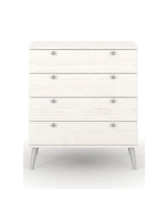 Augusta Curve Wide Wooden Chest Of 4 Drawers In White