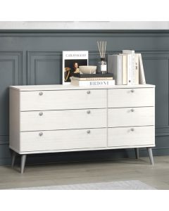 Augusta Curve Wide Wooden Chest Of 6 Drawers In White