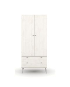 Augusta Curve Wooden Wardrobe With 2 Doors And 2 Drawers In White