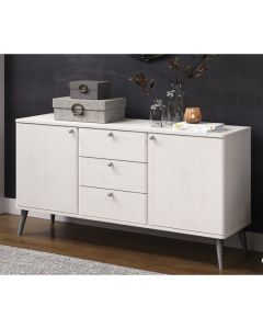 Augusta Curve Medium Wooden Sideboard With 2 Doors And 3 Drawers In White