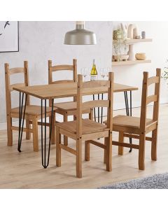 Augusta Wooden Dining Table In Oak With 4 Corona Oak Chairs