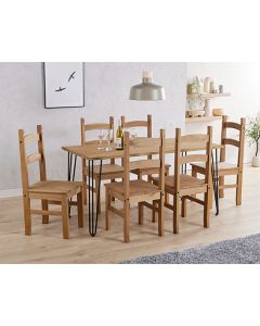 Augusta Large Wooden Dining Table In Oak With 6 Corona Oak Chairs