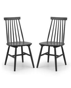 Alassio Black Wooden Spindle Back Dining Chairs In Pair