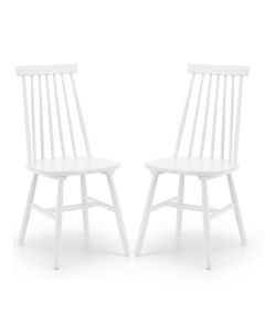 Alassio White Wooden Spindle Back Dining Chair In Pair