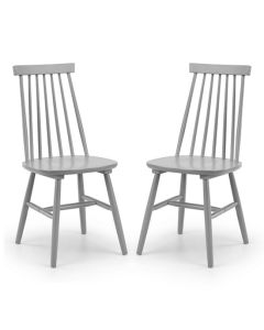 Alassio Grey Wooden Spindle Back Dining Chair In Pair