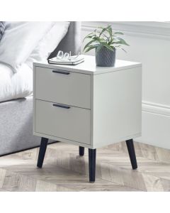 Alba Wooden Bedside Cabinet With 2 Doors In Silk Grey