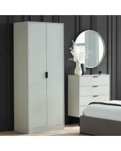 Alba Wooden Wardrobe With 2 Doors In Silk Grey