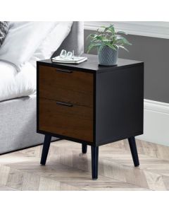 Alba Wooden Bedside Cabinet With 2 Doors In Walnut And Black