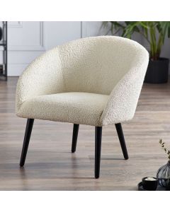 Amari Boucle Fabric Accent Chair In Ivory