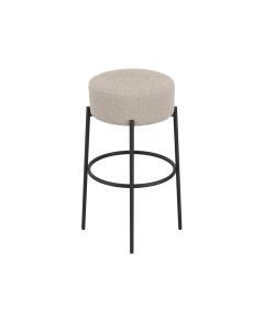 Anais Boucle Fabric Counter Stool In Buff With Black Metal Legs