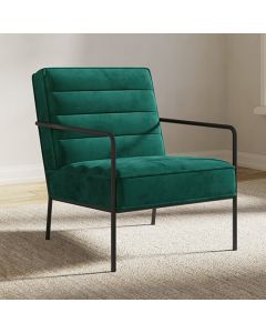 Bookham Plush Velvet Accent Chair In Green With Black Metal Legs