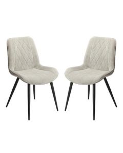 Aspen Diamond Stitch Light Grey Cord Fabric Dining Chairs In Pair