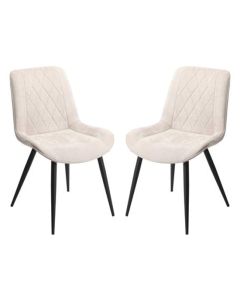 Aspen Diamond Stitch Natural Fabric Dining Chairs In Pair