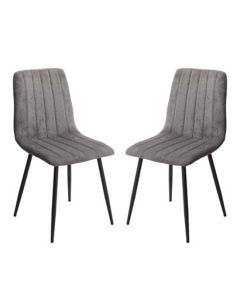 Aspen Straight Stitch Grey Fabric Dining Chairs In Pair