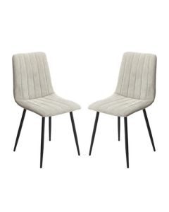 Aspen Straight Stitch Light Grey Cord Fabric Dining Chairs In Pair