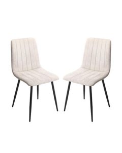 Aspen Straight Stitch Natural Fabric Dining Chairs In Pair