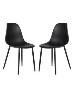 Aspen Black Plastic Curve Dining Chairs In Pair