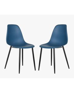 Aspen Blue Plastic Curve Dining Chairs In Pair