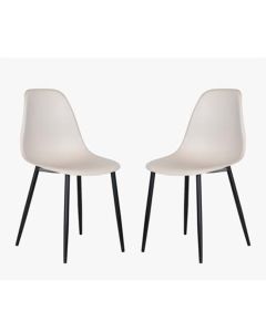 Aspen Calico Plastic Curve Dining Chairs In Pair