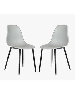 Aspen Light Grey Plastic Curve Dining Chairs In Pair