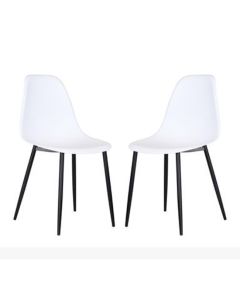 Aspen White Plastic Curve Dining Chairs In Pair