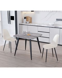 Aspen Grey Oak Square Dining Table With 2 Calico Curve Plastic Chairs