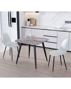 Aspen Grey Oak Square Dining Table With 2 Grey Curve Plastic Chairs