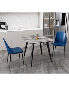 Aspen Grey Oak Square Dining Table With 2 Blue Duo Plastic Chairs