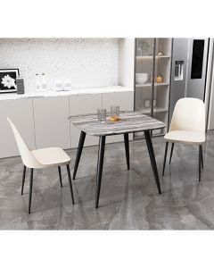 Aspen Grey Oak Square Dining Table With 2 Calico Duo Plastic Chairs