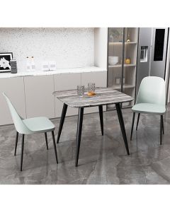 Aspen Grey Oak Square Dining Table With 2 Grey Duo Plastic Chairs