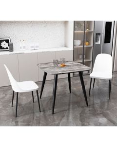 Aspen Grey Oak Square Dining Table With 2 White Duo Plastic Chairs