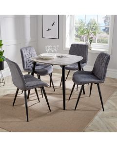 Aspen Grey Oak Square Dining Table With 4 Grey Fabric Chairs