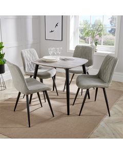 Aspen Grey Oak Square Dining Table With 4 Light Grey Fabric Chairs