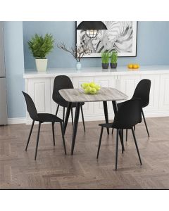 Aspen Grey Oak Square Dining Table With 4 Black Curve Plastic Chairs