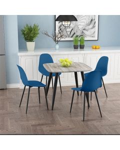 Aspen Grey Oak Square Dining Table With 4 Blue Curve Plastic Chairs