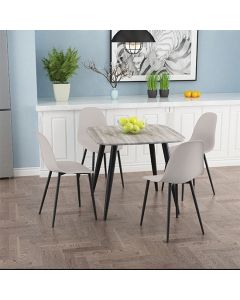 Aspen Grey Oak Square Dining Table With 4 Calico Curve Plastic Chairs