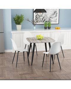 Aspen Grey Oak Square Dining Table With 4 Black Duo Plastic Chairs